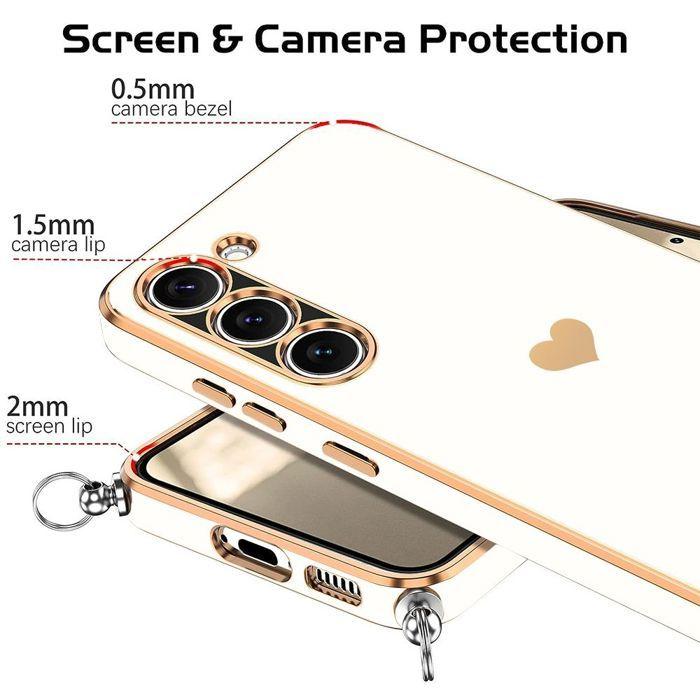 Coque pour Samsung Galaxy A17 4G/5G, Silicone Anti-Rayures Antichoc avec Bandoulière Blanc
