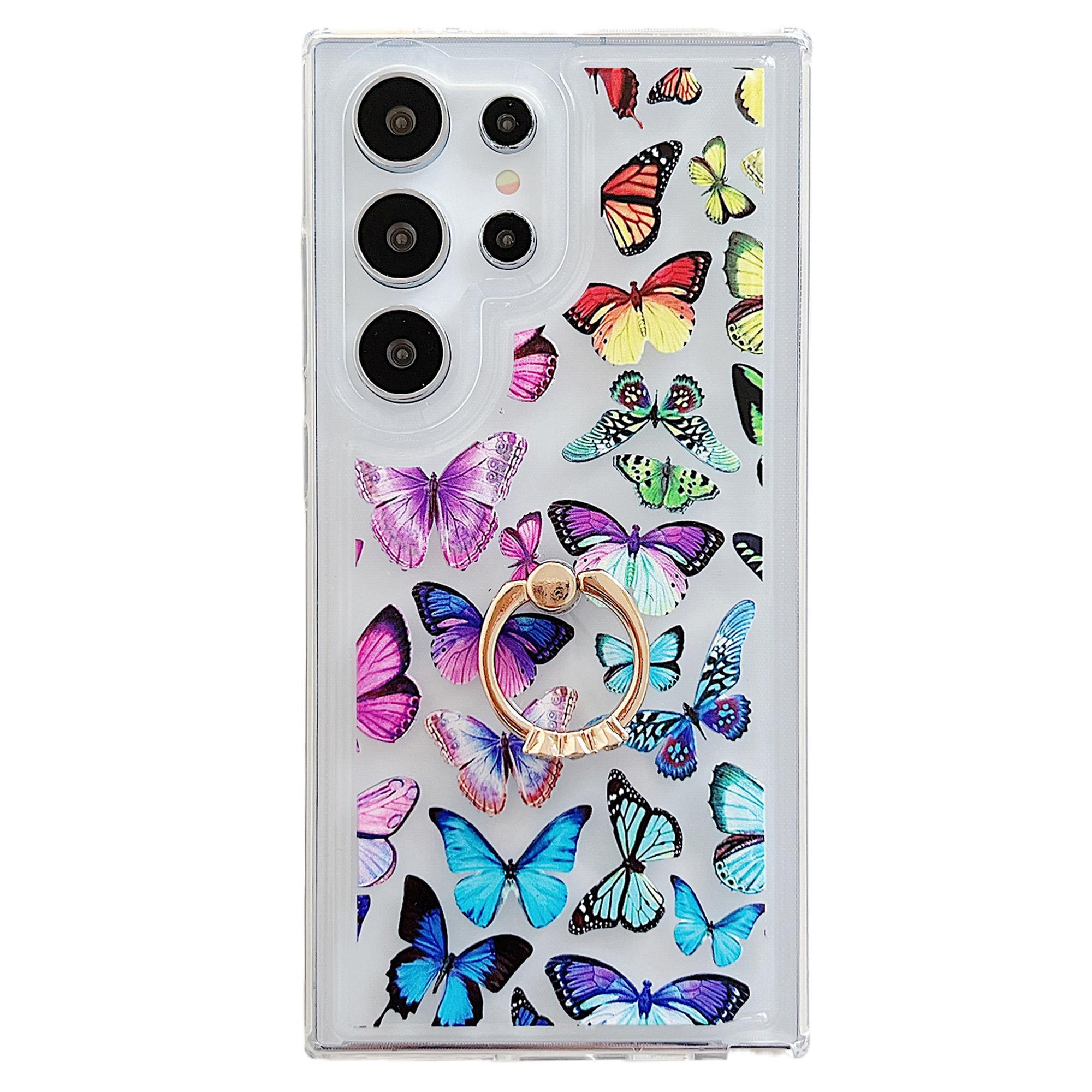 

For Samsung Galaxy S25 Ultra Case Ring Kickstand Pattern TPU Airbag Phone Cover A