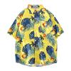 Stabbon Short Sleeve White Aloha Panama Dragon Japanese Loose Open Plus Sizes Yellow Men's Shirt, Quick-Drying, Business, Style, Print, Hawaiian,