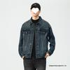 Men's American Retro Motorcycle Denim Jacket, Autumn/Winter Trend, Cool Washed Casual Style