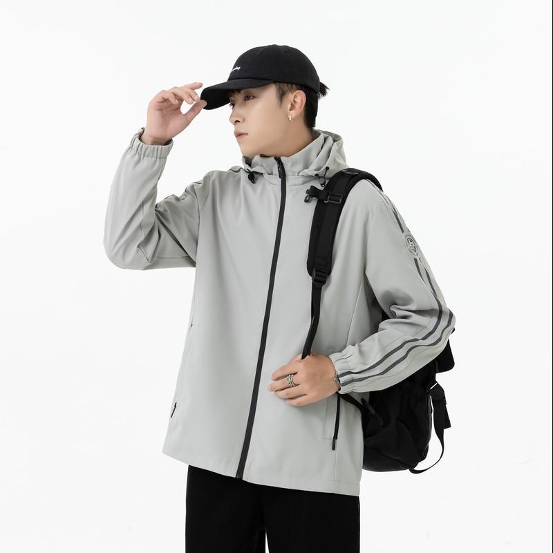 

New Jacket Men s Korean Style Personalized Sports Tops for Young Handsome Men s Clothing Spring and Autumn Trendy Casual Jacket M серый