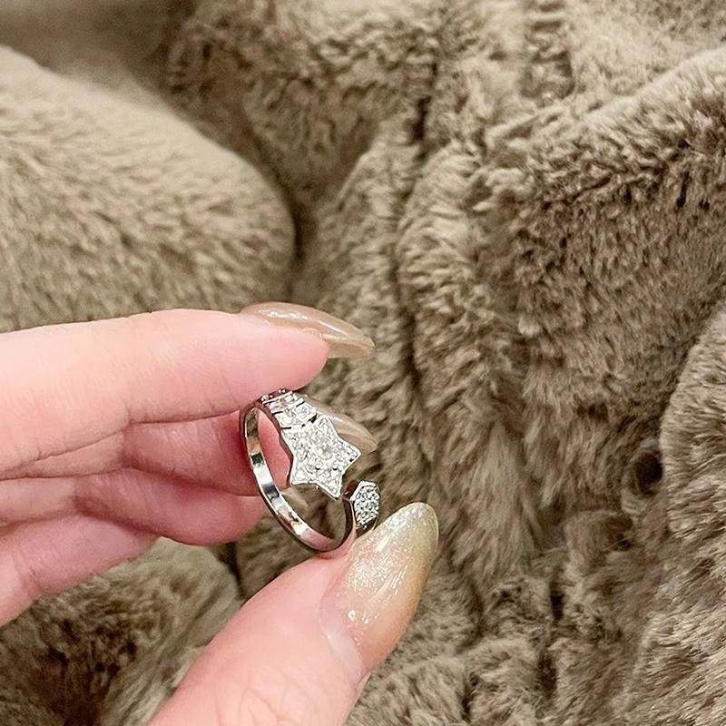 Süßer und niedlicher verstellbarer Zirkon-Sternring für Damen Stylischer Schmuck für den Alltag
