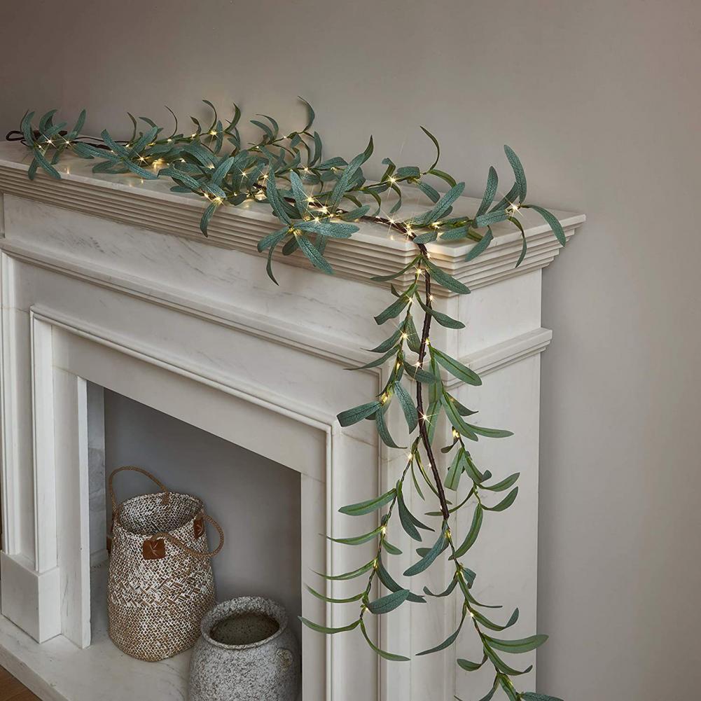 Artificial Garland with Led Lights Dining Table Garland Artificial Olive Vine Garland with 96 Led Fairy Lights 6ft for Fireplace