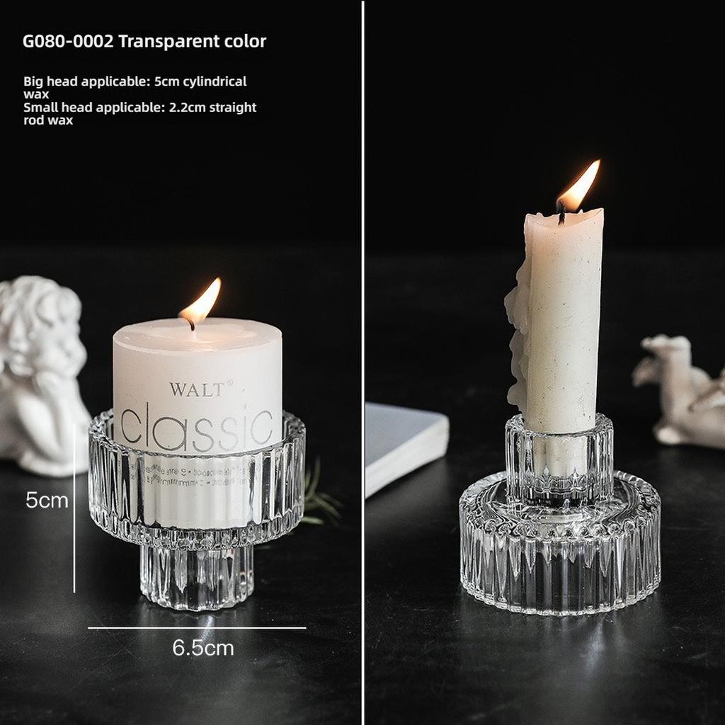 Pillar Tealight Candle Holder Clear Glass for Table Design Candlesticks, Decorative Tabletop Home Dining Centerpiece