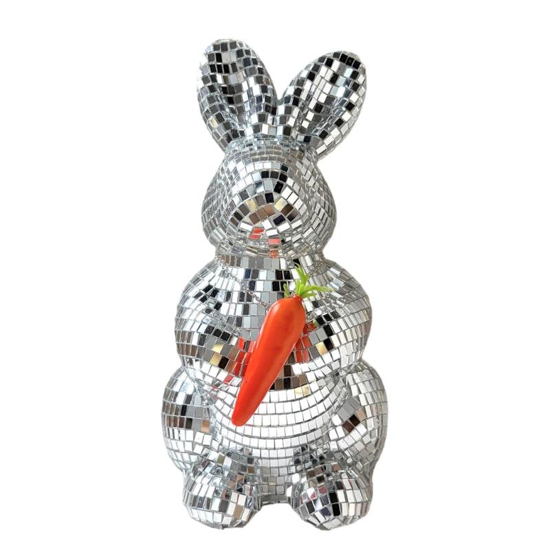 

Collectible Art Glass Glass Rabbit Figurines Animal Figures Table Ornament Handmade Rabbit Statue Easter Home Decors 1