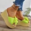 Aphixta Green Baby Pink New 3.54 Inch Hight Wedge Heels Appliques Flowers Platform Slides Women