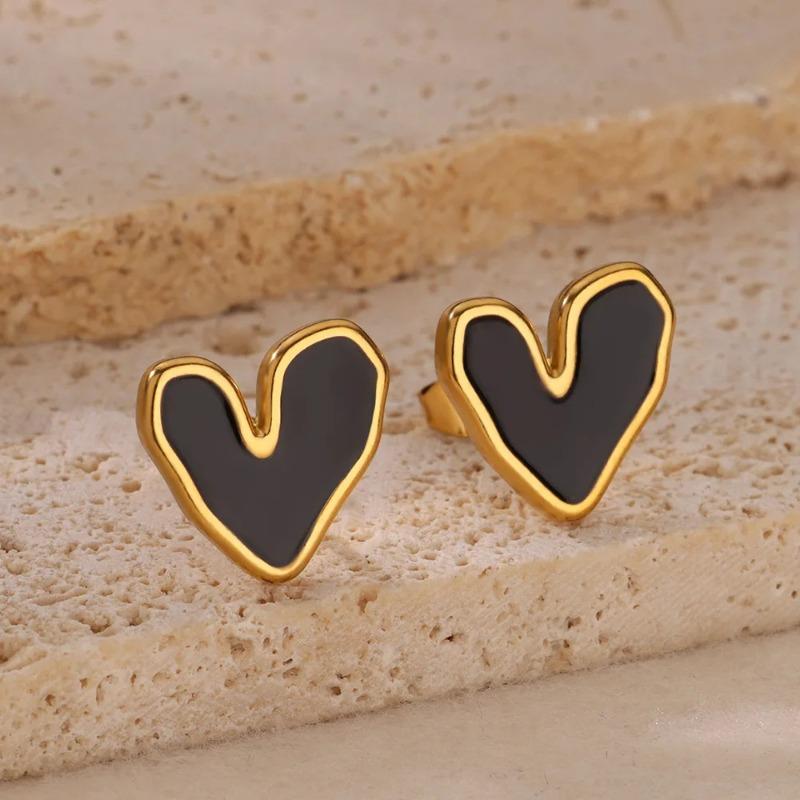 Simple Zircon Love Ear Buckle Women's Fashion Titanium Steel Stud Earrings High-end Temperament Earrings Niche Hot-selling