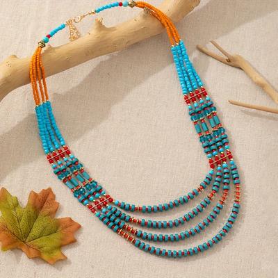 Boho-Chic vintage flerlags perlekjede - harpiks laget, perfekt for uformelt antrekk