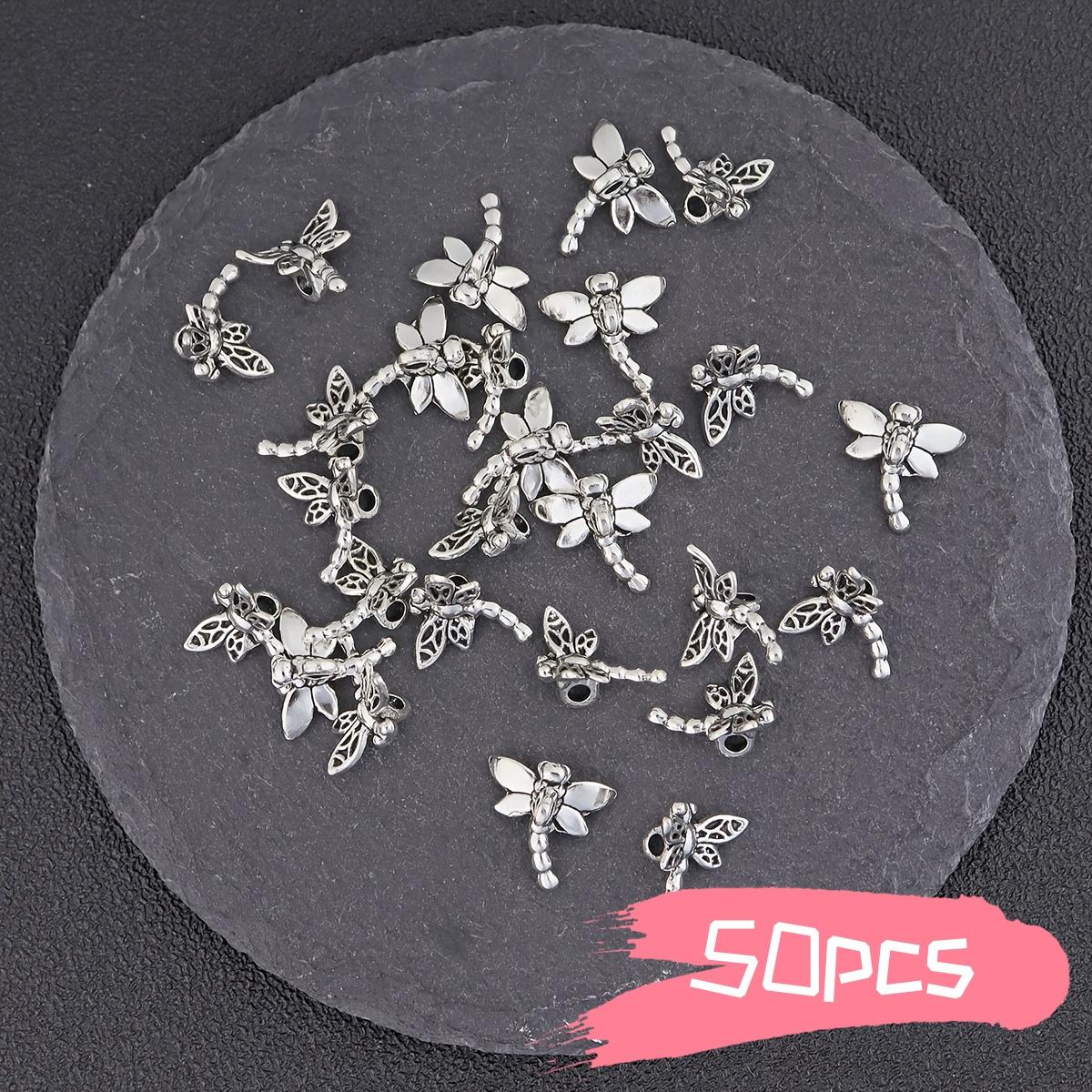 

50 Retro Dragonfly Wing Pendants, Vintage Silver Insect-Shaped Accessories, DIY Jewelry Making Accessories for Necklaces, Bracel