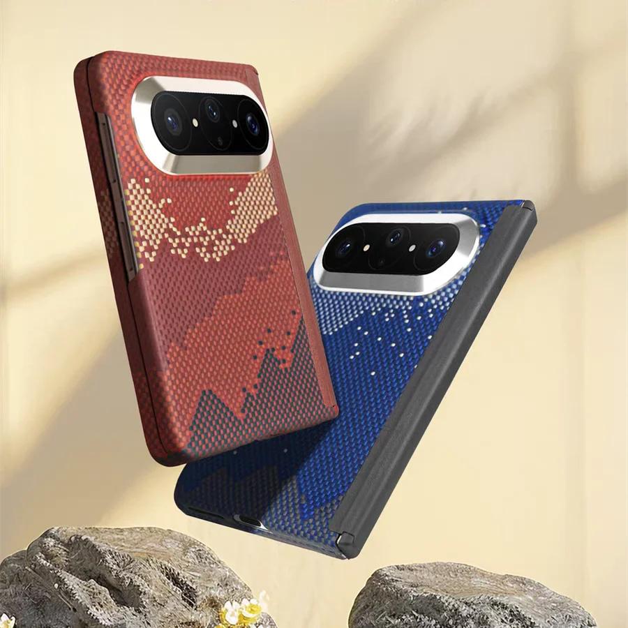 Kit Genuine Aramid Carbon Fiber for Magsafe Case for Huawei Pura X Max Matte Hard Magnetic Hinge Armor Back Cover Front Frame