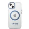 Etui do iPhone 14 Plus Guess Metal Outline MagSafe Niebieskie