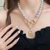 Fashion Chain Pearl Necklace For Women Baroque Pearl Metal Charm Pendant Necklaces Irregular Sweater Chain