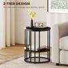 Set of Two Marble-Effect Coffee Tables - Black
