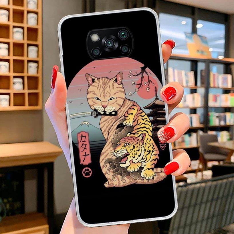 

Ramen Sushi Samurai Tattoo Cat Cover Phone Case For Xiaomi Poco F7 Ultra X7 X6 X5 Pro M7 Redmi 15C 15 13C 13 12C 12 10C 10 9A 9C Redmi 9T