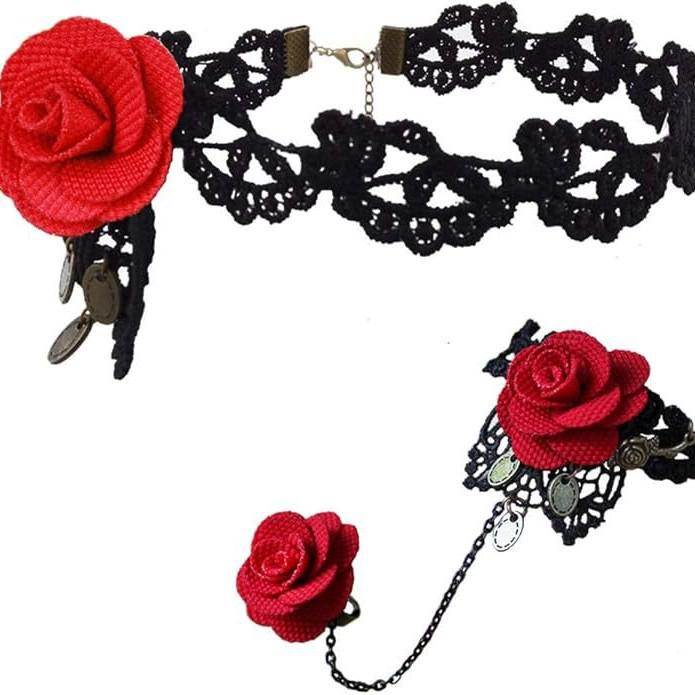Dark Gothic Lolita Multi-layer Tassel Choker Necklace