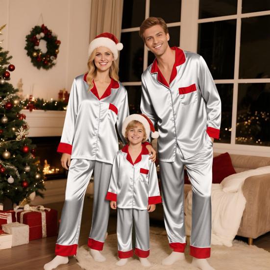 Family Christmas Pajamas Matching Sets 2 Pieces Parent-child Outfits Cozy Breathable Pjs Outfits Christmas Themed Costumes for Family