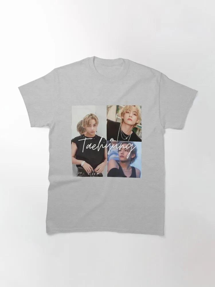 BTS V (Kim Taehyung) 4-foton collage handskriven signatur grafisk t-shirt | K-Pop-fan Streetwear Tee