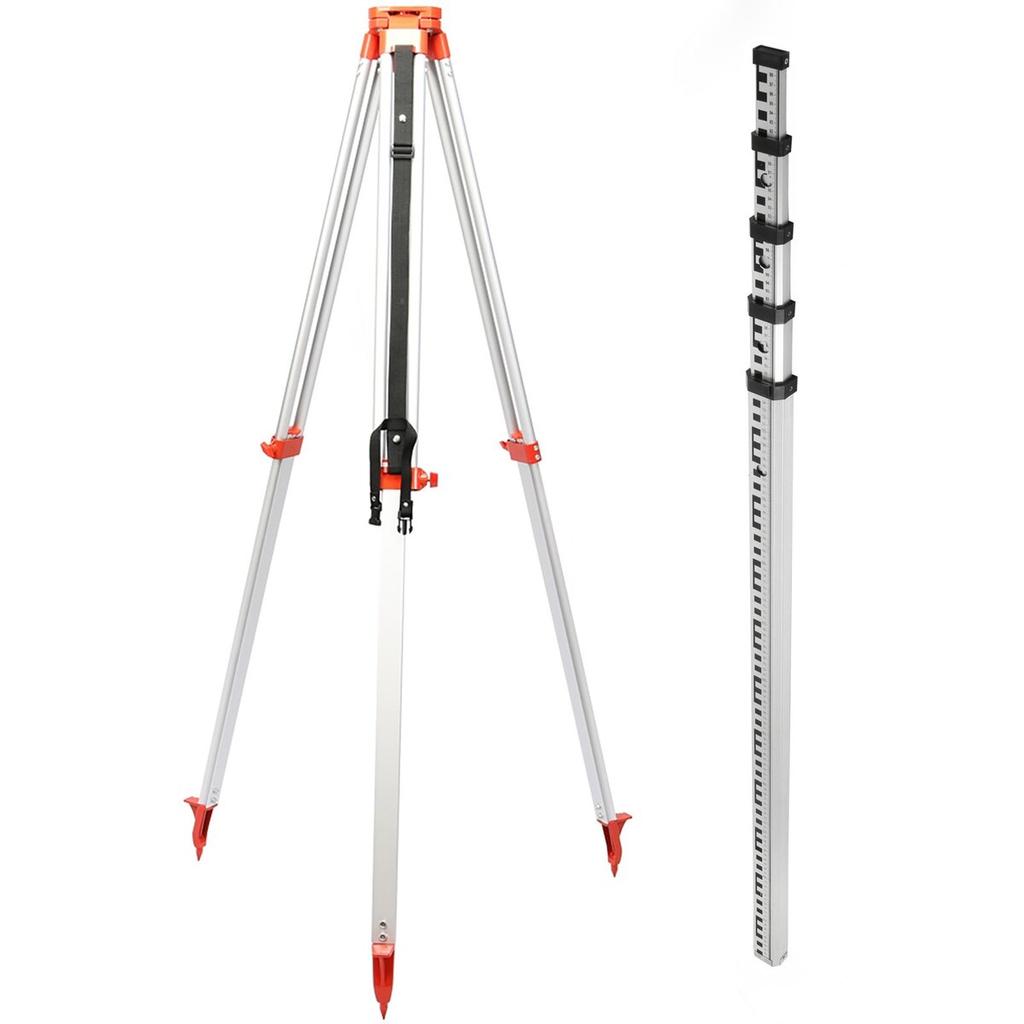 Green Rotary Laser Level Kit with Adjustable Tripod and 5M Staff, 500M Range, 360 Degree Rotary Scanning, Self-Leveling Laser Level System Kit, for