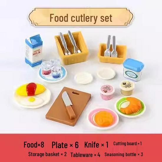 Mini Dollhouse Accessories: Bedroom & Kitchen Play Furniture Set