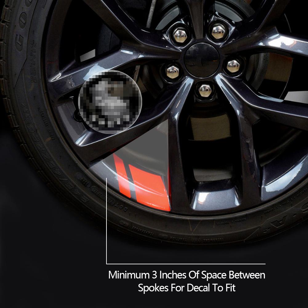 6pcs Reflective Car Wheel Rim Vinyl Precision Cut Decal Sticker Pressure Activated Adhesive Auto Red Accessories Car Stickers
