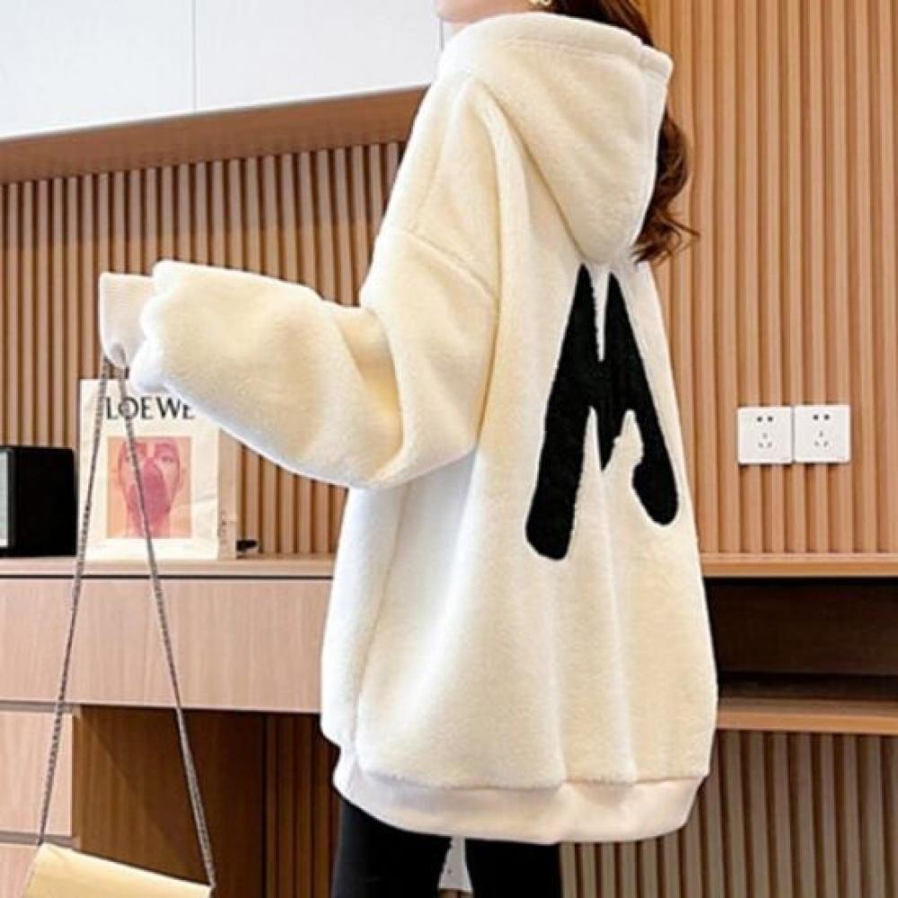 Navava Nt2130 Alphabet Wool Fleece Long Sleeve Hoodie