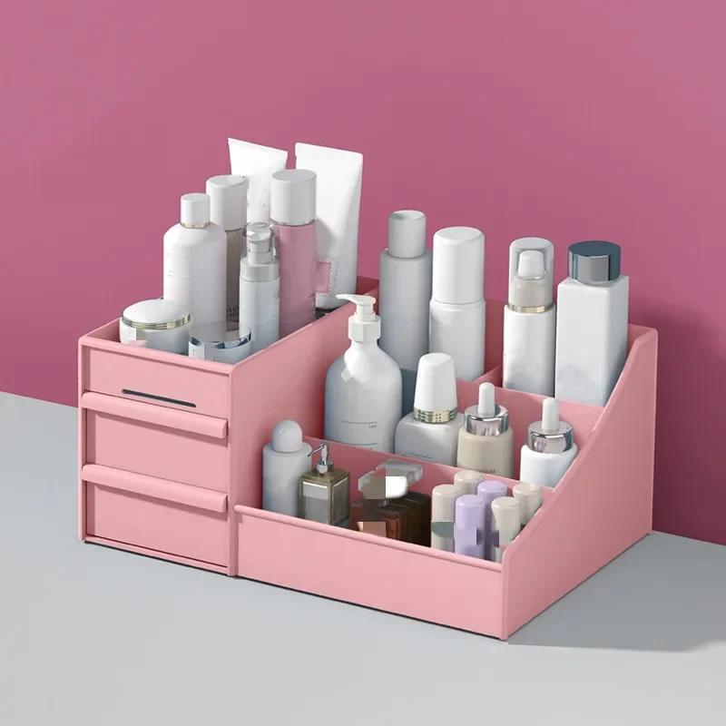 Caja de Almacenamiento Organizadora de Cosméticos Tocador Escritorio Estante de Almacenamiento de Plástico Simple y de Gran Capacidad Almacenamiento de Productos para el Cuidado de la Piel