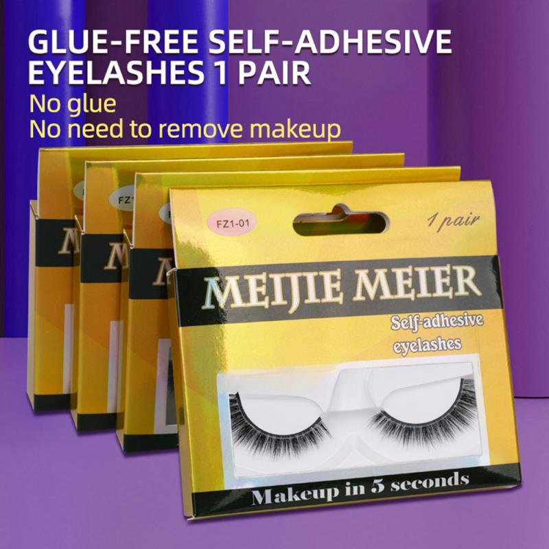 

1 пара самоклеящихся ресниц для глаз не требует клея Многоразовые накладные ресницы