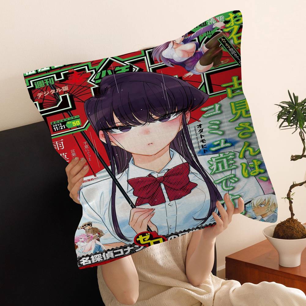 Anime Komi San Wa Komyushou Desu Pillow Cushion Cover Pillowcase Living Room Sofa Home Decor
