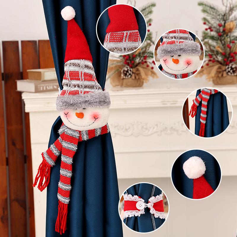 Festive Cartoon Santa Window Curtain Bands for Christmas Decoration