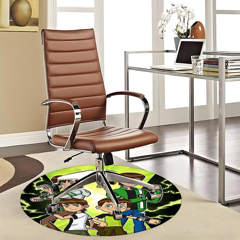 1pc Ben 10 Alien Force Round Carpet - Anime Design Office Chair Mat, Non-Slip Rug for Home Decor, Living Room, Bedroom
