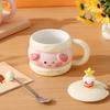 Cartoon Cake Ceramic Cup with Lid with Spoon Mug Girl Heart Water Cup Girl Birthday Gift Souvenir