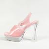 Women's 12CM Sexy Car Model Sandals, Fashionable Transparent Crystal Square Head, Thick Heel Non-slip, Perfect for Nightclub