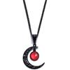 Rrdaily Gothic Moon Crystal Necklace Punk Style Moon Pendant  Crescent Necklace Dark Gothic Necklaces Costume Jewelry New Year Jewelry for Women