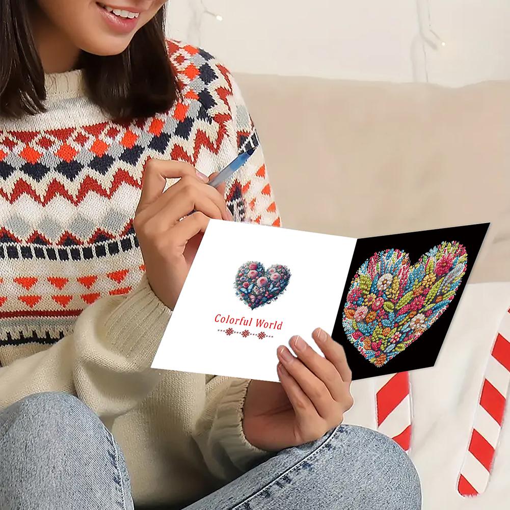 12PCS DIY Diamond Painting Greeting Card Set Rhinestone Diamond Art Mosaic Postcards Creative Birthday & Thanksgiving Card Kit