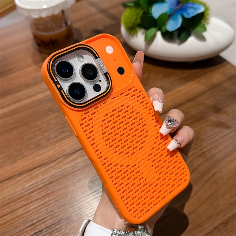 For Magsafe Magnetic Heat Dissipation Lens Holder Case For iPhone 17 16 15 14 Plus 13 12 11 Pro Max Frosted Bracket Bumper Cover