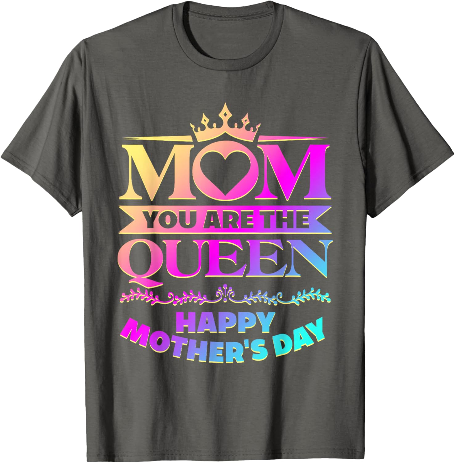 

Mom Queen Heart Graphic Tee Happy Mother s Day Gift Cotton Casual Short Sleeve T-Shirt 4XL