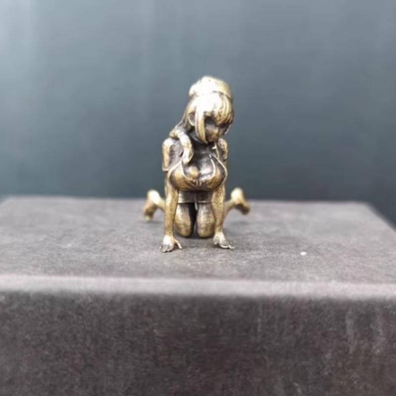 Brass Kneeling Lady miniature Sculpture Desktop Decor Ornaments for Office Home Sensual Girl Figurine Artwork Collectible Gift