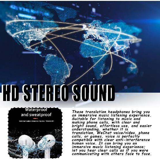 Language Translator Earbuds 114 Languages Real Time High Accuracy Translation Earbuds with Speakers Noise Reduction Instant Voice with Charging Case