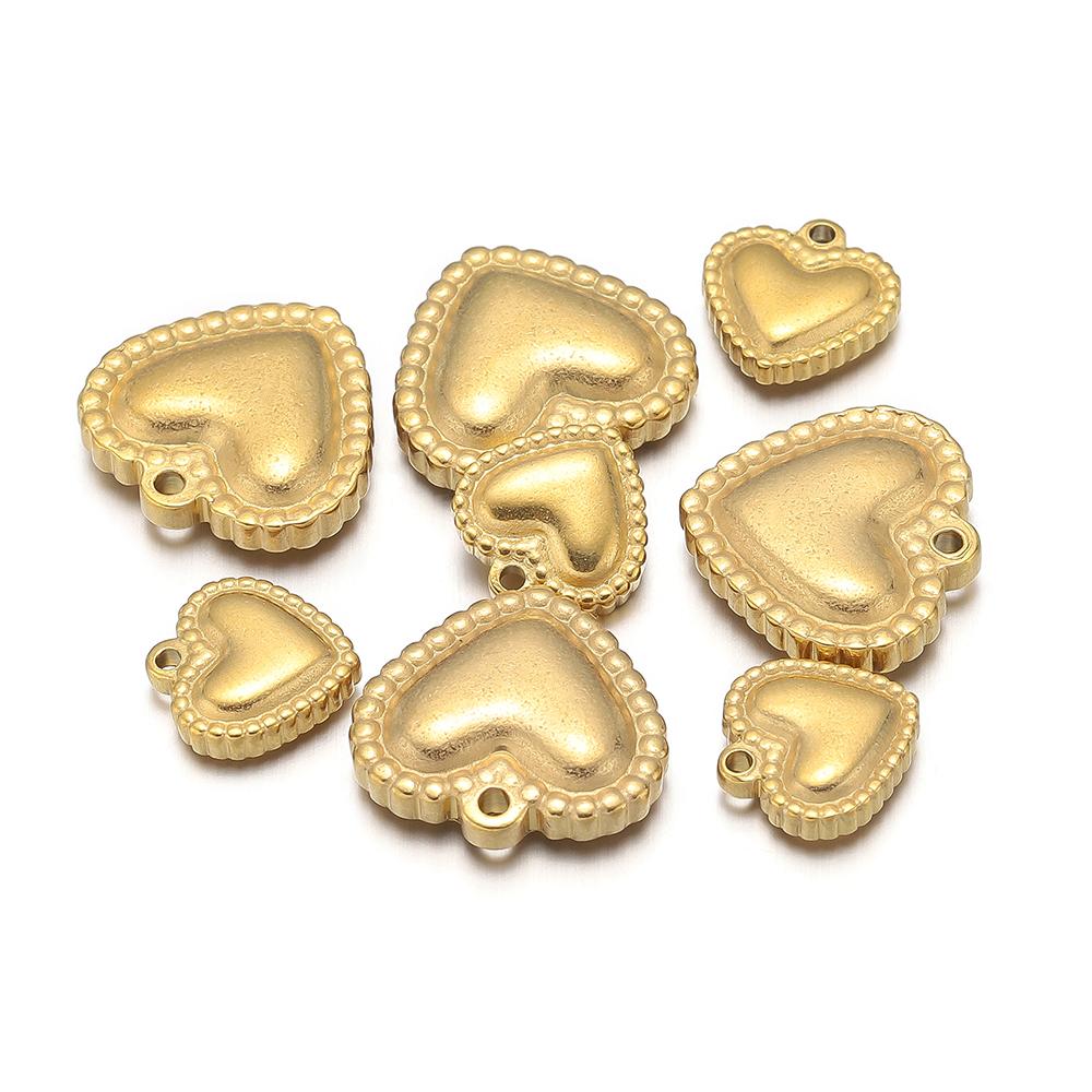 5pcs Stainless Steel 10mm 15mm Classical Heart Charms Pendant for DIY Jewelry Women Necklace Findings Earrings Making Supplies