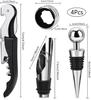 Wine Aerator Pourer Set, Pressure Bottle Opener, Pour Spout,Stoppers, Ring, Wine Foil Cutter