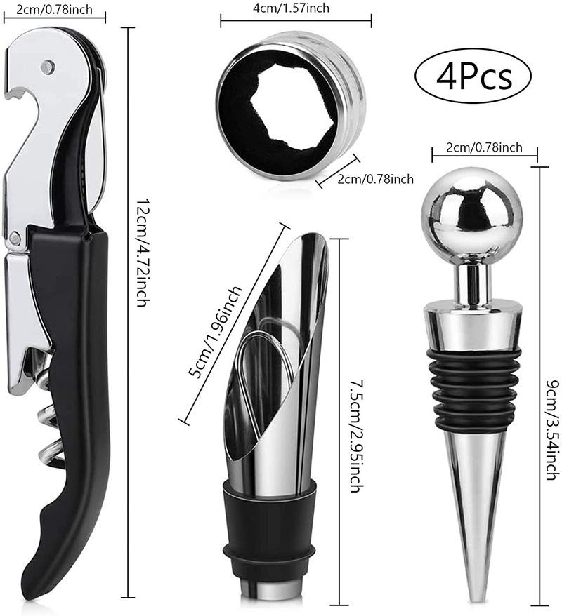 Wine Aerator Pourer Set, Pressure Bottle Opener, Pour Spout,Stoppers, Ring, Wine Foil Cutter