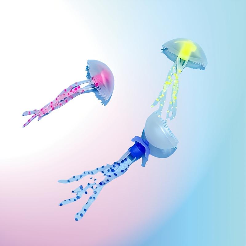Set aus 2 leuchtenden realistischen Quallen-Aquariumdekorationen - Mehrfarbige fluoreszierende schwebende Aquariumornamente.