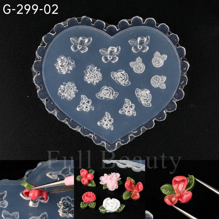 Nail Art Silicone Mold, Mushroom Tulip Peach Blossom Flower Leaf Mango Three-Dimensional Engraving Mold