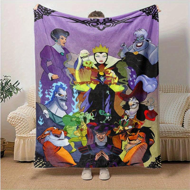 1pc. Cartoon Villains Blanket, Disney Villains Throw Blanket, Perfect for Bedding or Couch Cover, Soft Flannel Throw Blanket, Versatile & Co