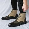 Fashion Winter Fashion Men's Pointed Mix Colors Patchwork Brogues Ankle Boots  Male Casual Luxury Brand High-top Shoes Zapatos Hombre