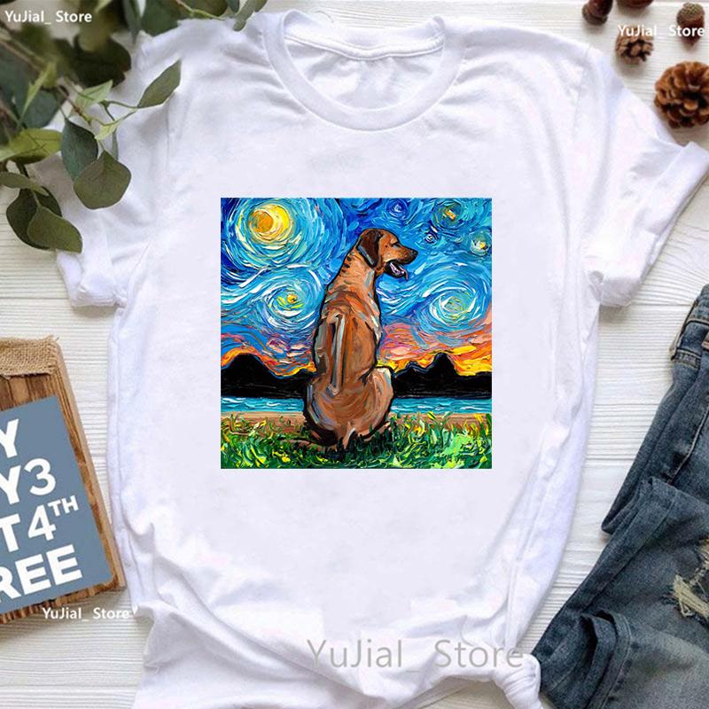 Vintage T Shirt Girls Starry Sky Chihuahua Bulldogaussieyorkshire Terriercatrabbit Print T Shirt Unisex Aesthetic Clothes