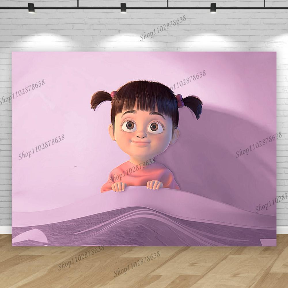 Monsters Inc University Theme Boo Girl Happy Birthday Party Background Baby Shower Photography Pink Room Decor Supplies Poster