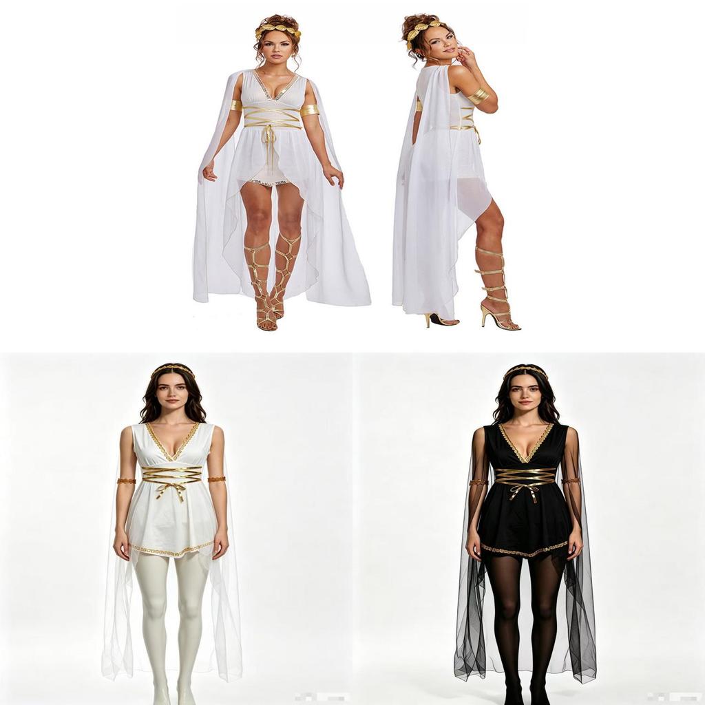 Game Greek Goddess Costume Dress With Silver Mesh Fabric For Cosplay Events