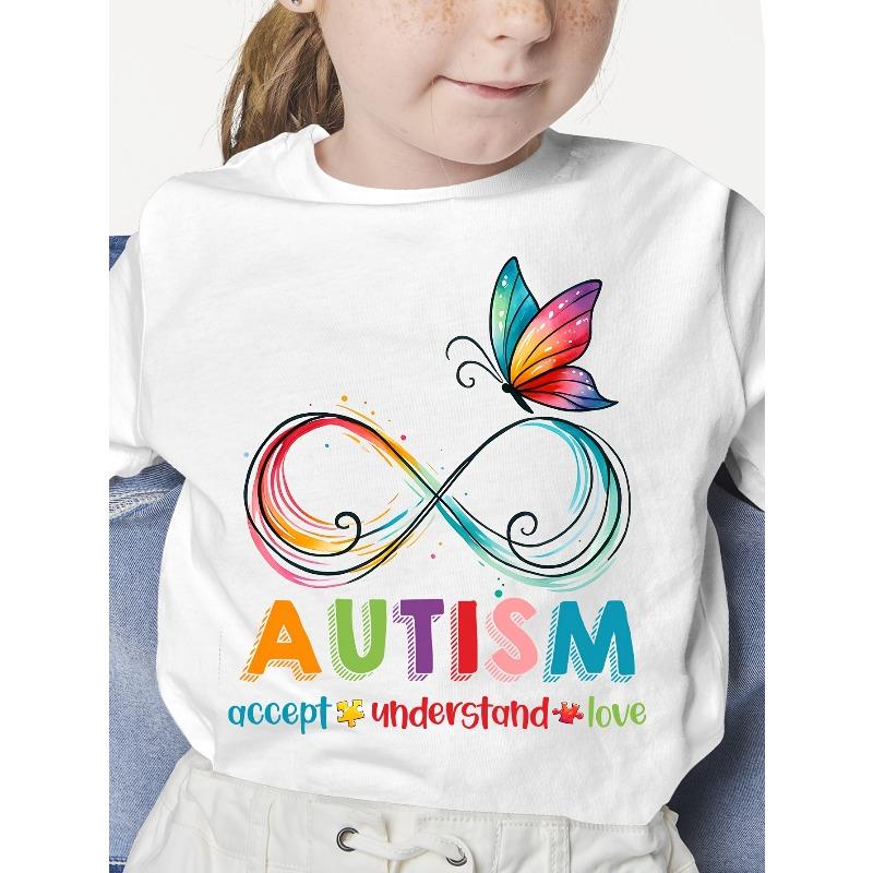 

European sizes T-Shirt for Kids, Neurodiversity Graphic, Comfortable Round Neck, Great for Girls white and black T-shirt of your choice 98cm белый
