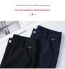 2024 Spring & Autumn Black Elastic High-Waisted Straight-Leg Pants for Women - Slimming, Versatile, Casual Fit for Middle-Aged Moms